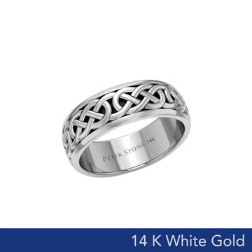 Celtic Knotwork 14K White Gold Spinner Band Ring WTR1687 - Jewelry
